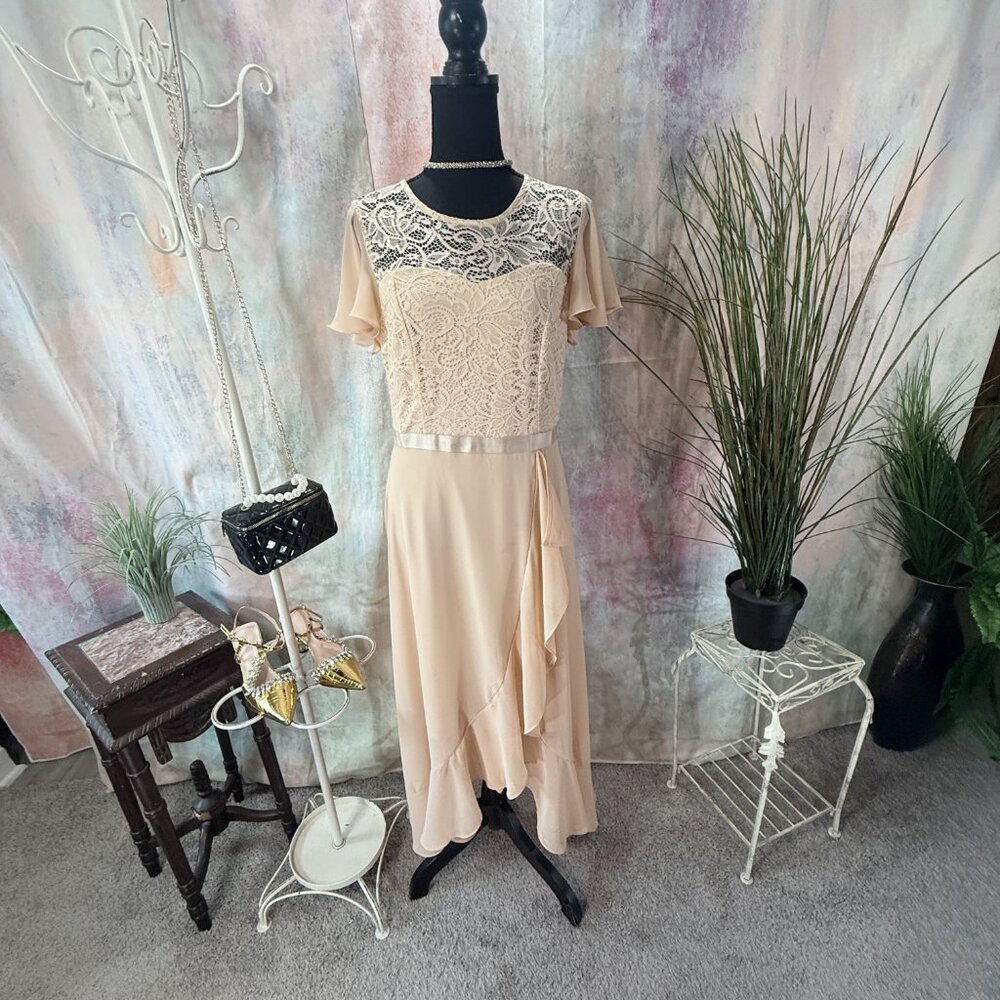 📌Bery Love Champagne Wedding Guest -  Cocktail - Prom - Formal Dress With Lace